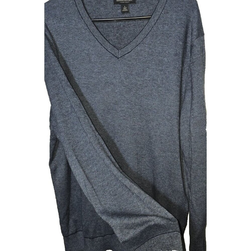 Banana Republic Luxury Blend L Men Blue Pullover Cashmere Silk Blend Breathable - Picture 9 of 11